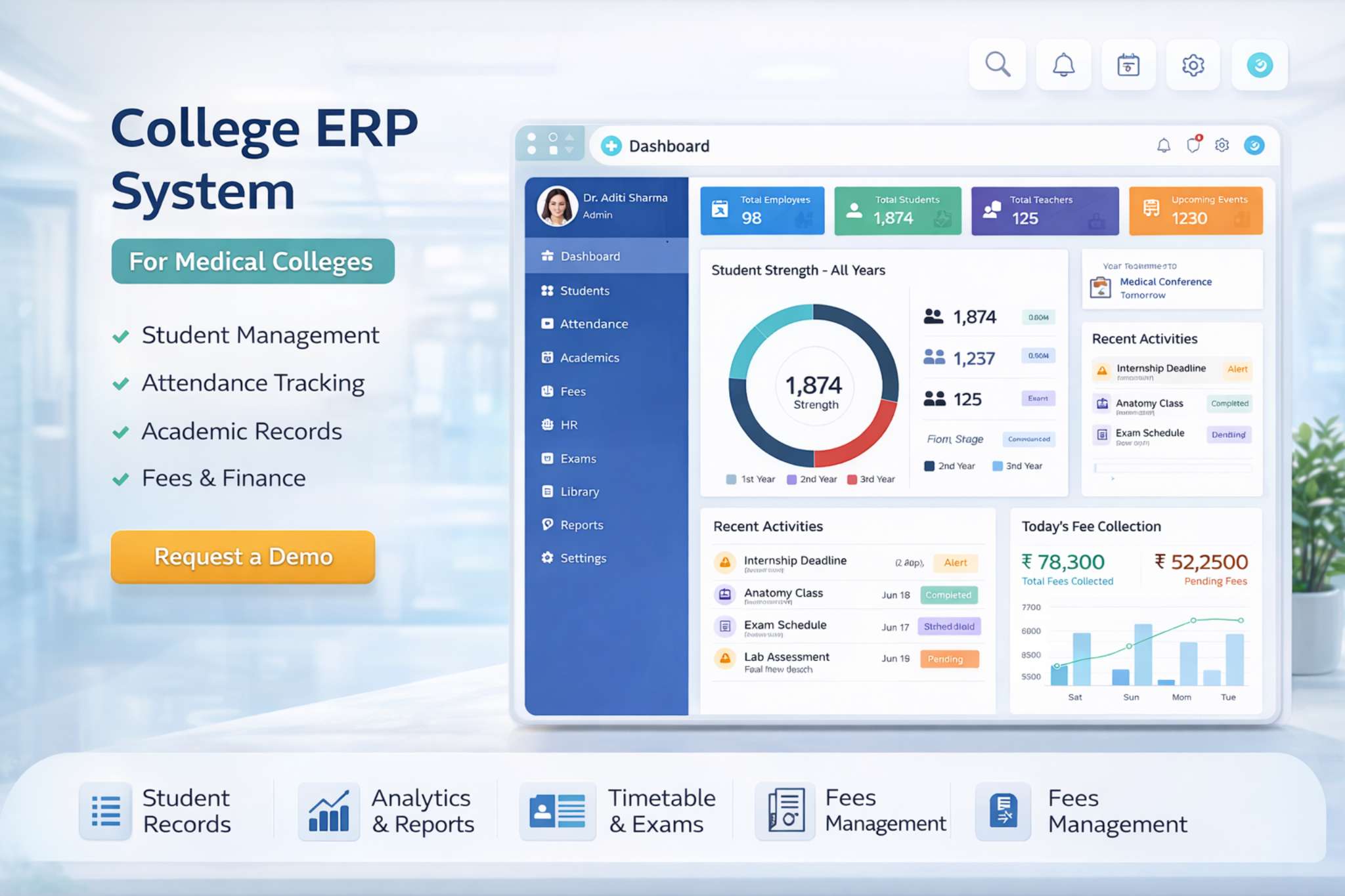 Medical College ERP Software - NMC Compliant 21 Module Solution